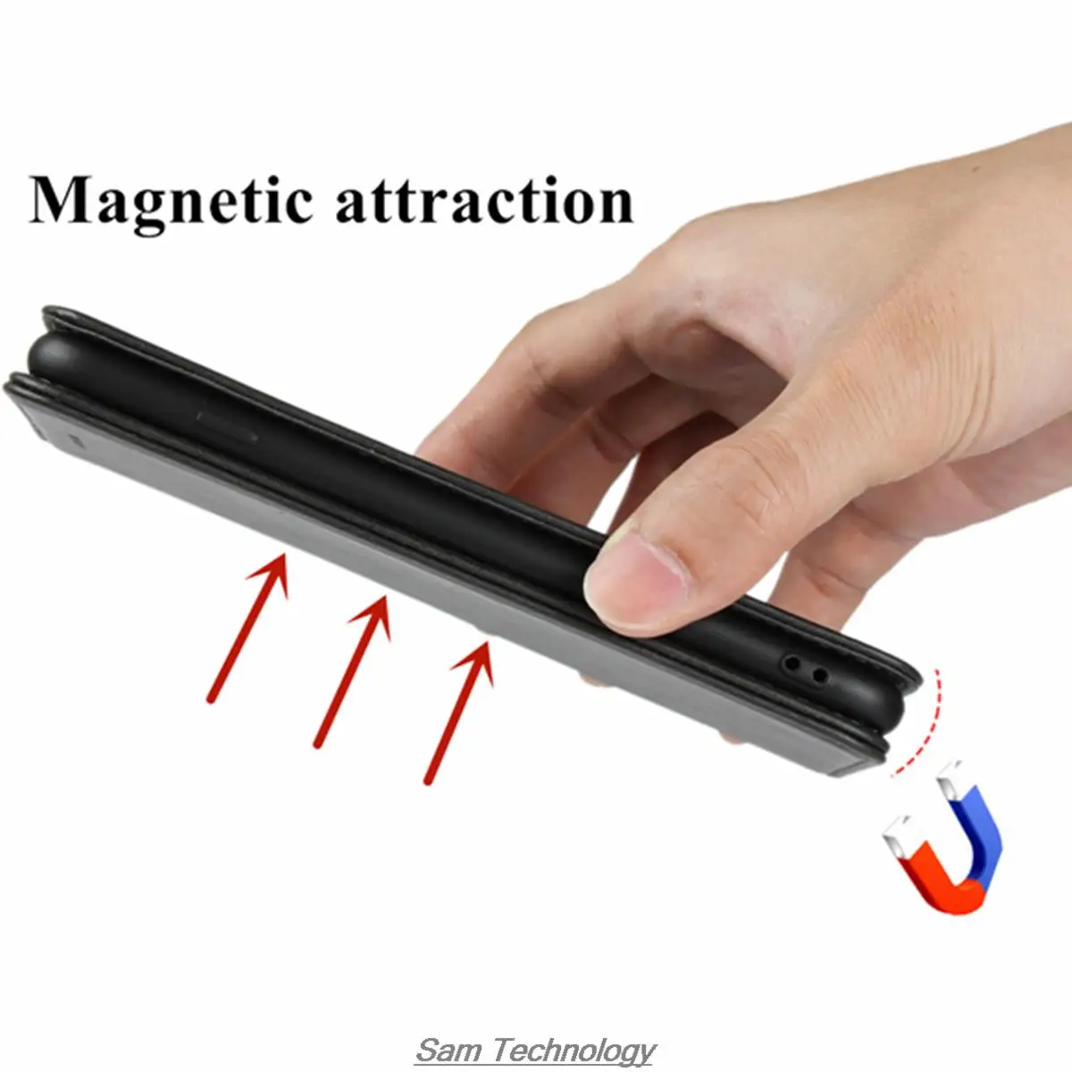 Magnetice de Adsorbție din Piele Montat Caz pentru Huawei Honor Magic 5 lite /Onoare Magic5 lite Capac Flip-Caz de Protecție Fundas Coque . ' - ' . 1