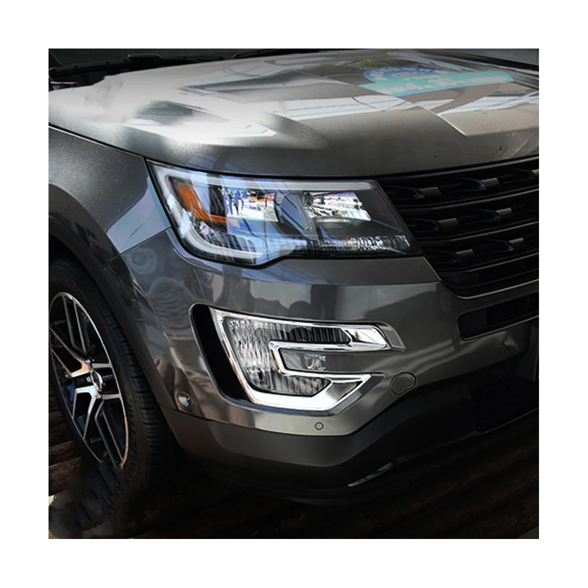 Masina Barei de protecție Față Lampă de Ceață Acoperă de Ceață Lumina de Garnitura pentru Ford Explorer 2016 2017 Accesorii 2 BUC Argint . ' - ' . 1