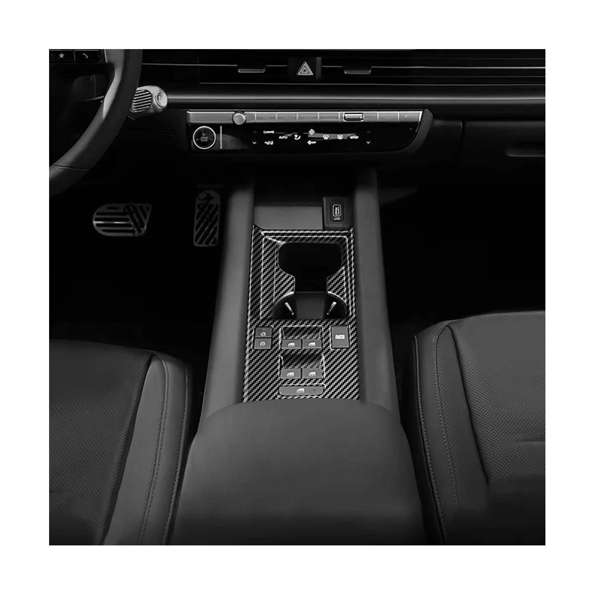 Masina Fibra de Carbon Consola centrala Cana de Apa Titularul Decor Capacul Ornamental Autocolant pentru Hyundai IONIQ 6 2022 2023+ LHD . ' - ' . 1