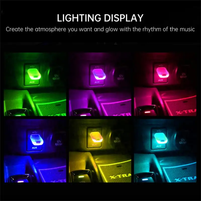Masina Mini USB LED Light Touch Comutator RGB Colorate Auto Interior Atmosferă de Lumină Decor PC-ul Mobil de Încărcare Putere Lampă Mică . ' - ' . 1
