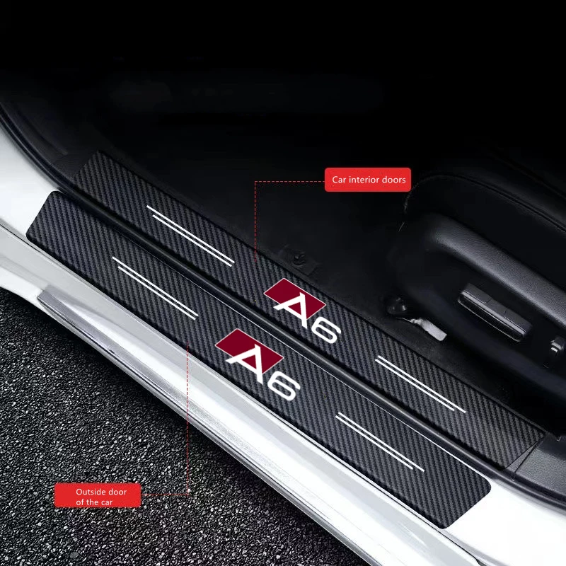 Masina Pragului de Ușă Fibra de Carbon Autocolante Anti Scratch Spate cutie de bara Pentru audi A6 cu logo-ul de accesorii auto . ' - ' . 1
