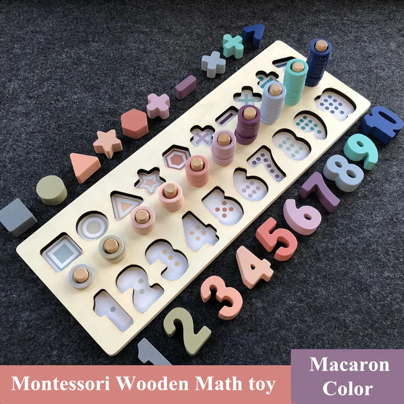 Matematica Copii Jucarii Montessori Din Lemn Bord Ocupat Didactice Figura De Potrivire Puzzle Preșcolar Geometrie Educaționale Digitale Jucarie Cadou . ' - ' . 1