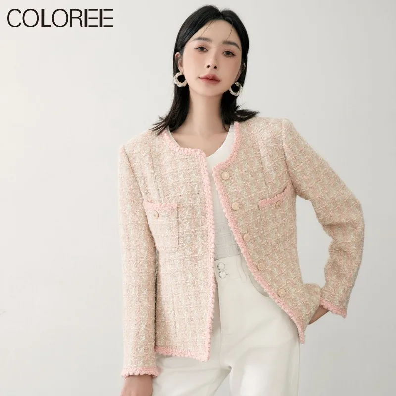 Moda coreeană Roz Carouri Lână & Amestecuri de Haine pentru Femei 2023 Designer de Lux Tweed Jacheta de Iarna de sex Feminin Nou în Outwears . ' - ' . 1