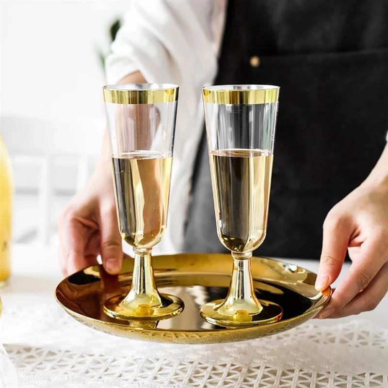 Nunta Sampanie Flute din Plastic de Unică folosință Nunta Cupa Pahar de Șampanie Băut Ustensile de Petrecere-Aur . ' - ' . 1
