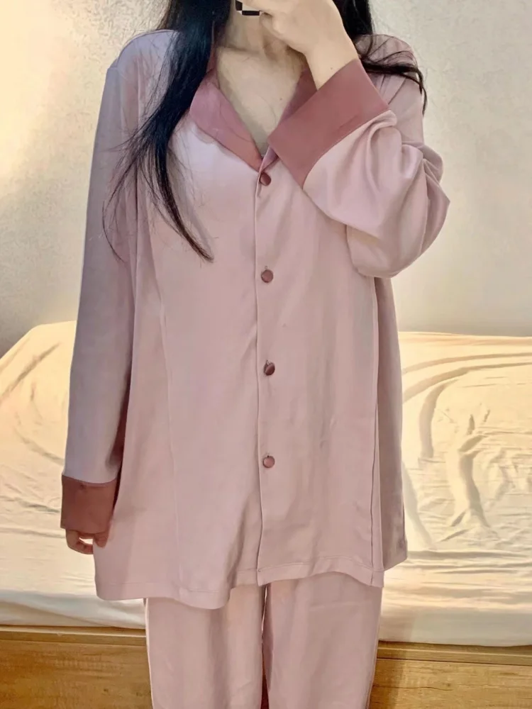 Pijama Seturi pentru Femei Solide Simplu Acasă Creativitatea All-meci Moda Casual Popular Stil coreean grupa de Bază de Epocă Doamnelor Primăvară Confortabil . ' - ' . 1