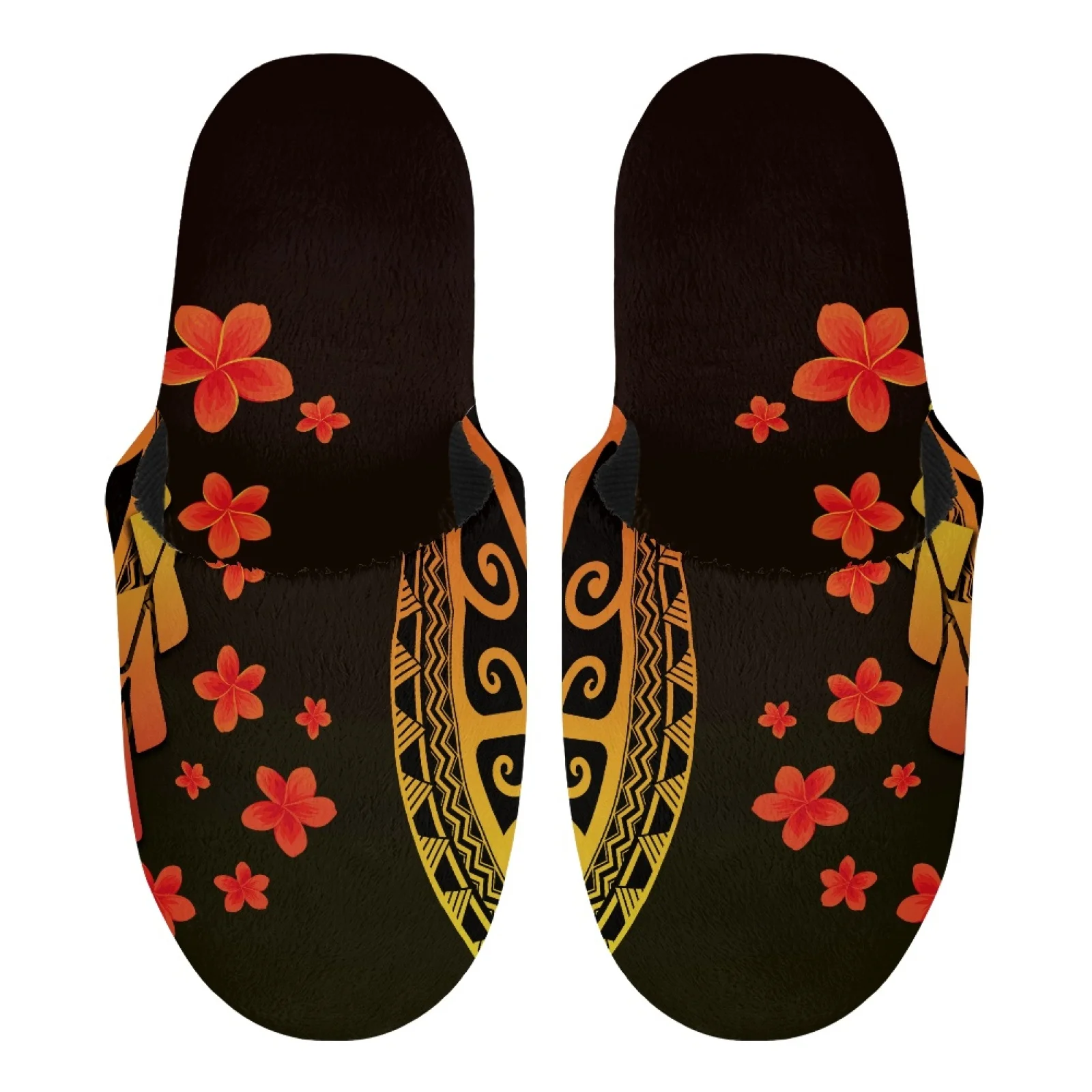 Polineziene Tribal Hawaiian Totem Tatuaj Hawaii Printuri de Interior Roșu de Pluș Moale de Bumbac, Papuci de Origine Non-alunecare de Cauciuc Unic Papuci . ' - ' . 1