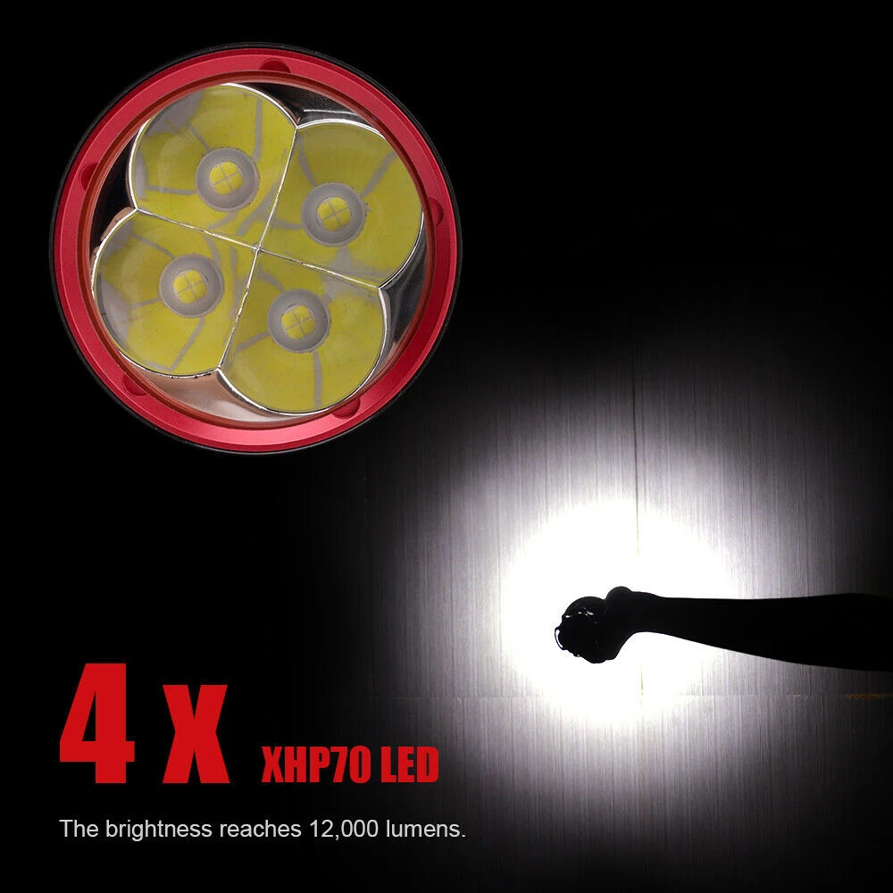 Profesionale noi IPX8 Lumina Subacvatice 4* XPH70 CONDUS de Scufundări Lanterna Spearfishing Lanterna Alimentat de Acumulator 26650 . ' - ' . 1