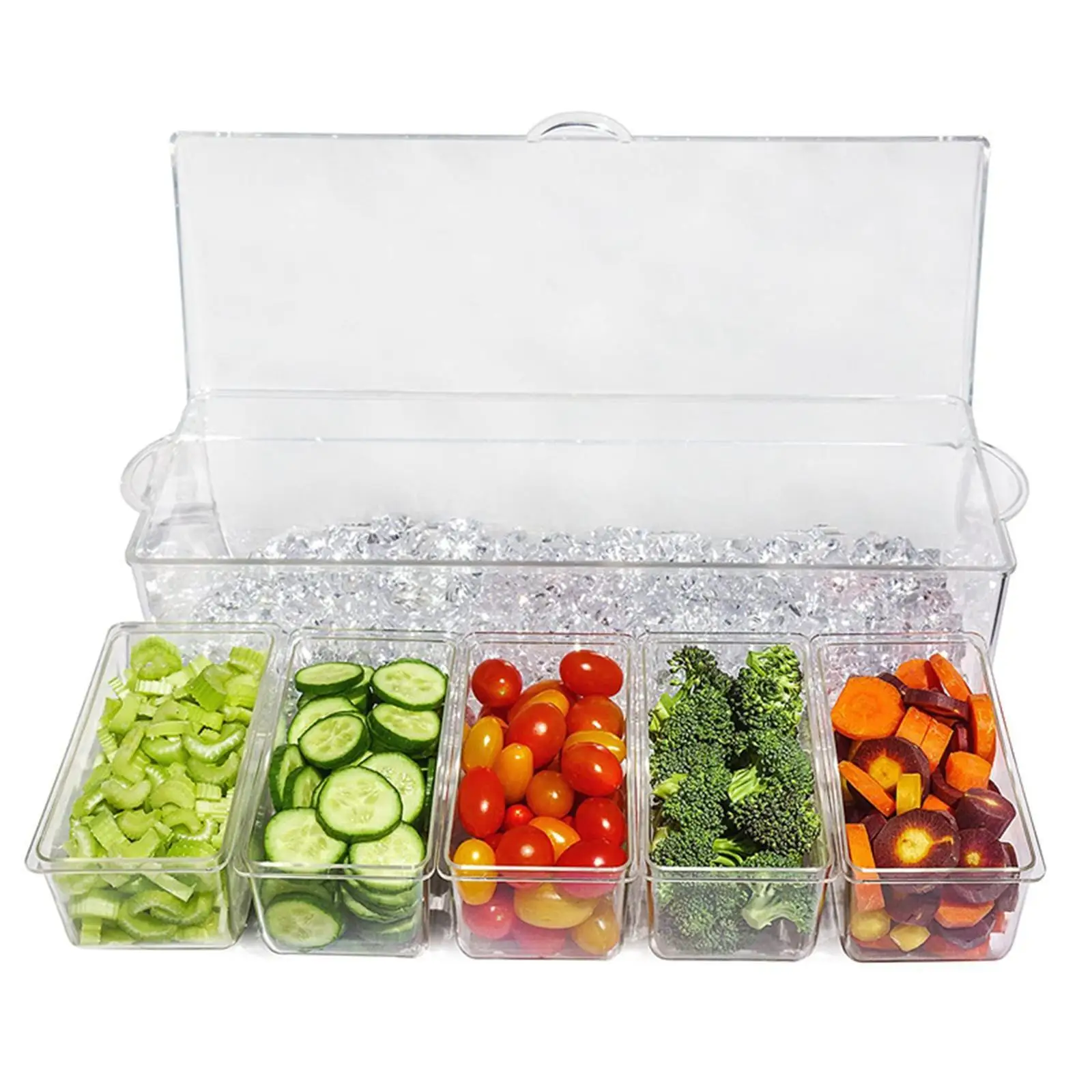 Refrigerate Condiment Server Transparent de Servire Boluri pentru Salata de Fructe în aer liber . ' - ' . 1