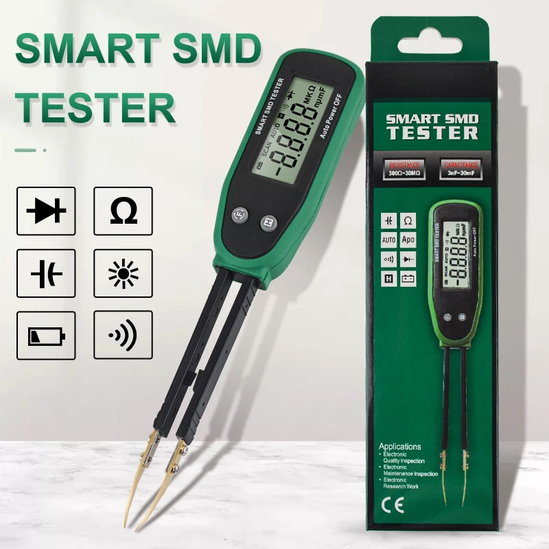Smart SMD Tester Auto Gama Multimetru Digital Capacitate de Rezistență Continuitate, Test Diodă Metru Display LCD SMD Metru . ' - ' . 1