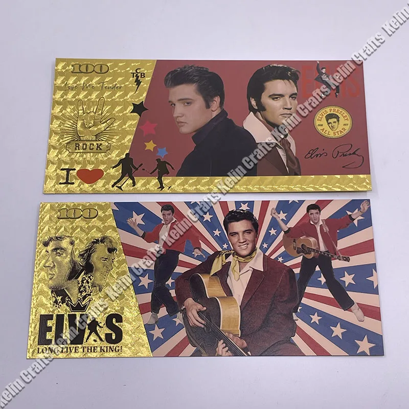 Statele UNITE ale americii cântăreț Elvis Presley 1935-1977 placat cu aur de bancnote Regele Rock N Roll Art Aur de suveniruri card de celebritate colecție Cadou . ' - ' . 1