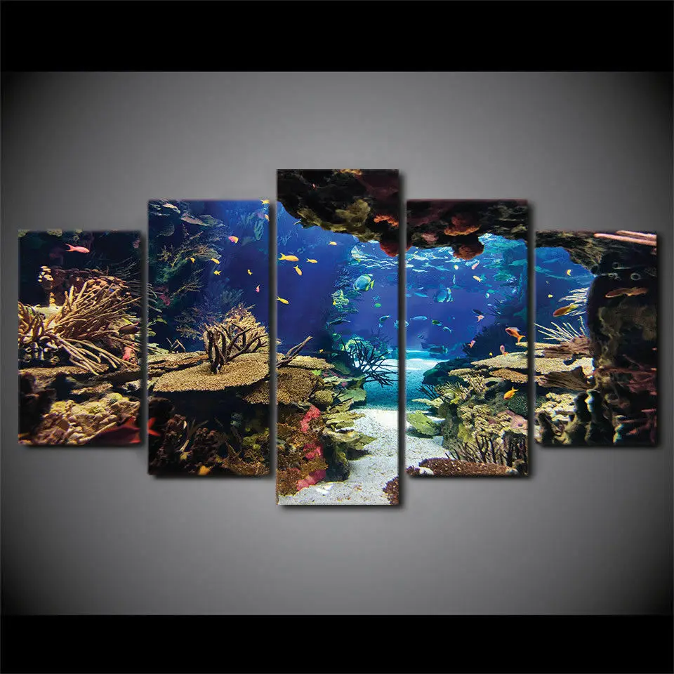 Tropical Submarin Recif de Corali Pește Ocean Panza Printuri Pictura Arta de Perete Decor 5 Panou HD de Imprimare Poster Picturi Poze . ' - ' . 1