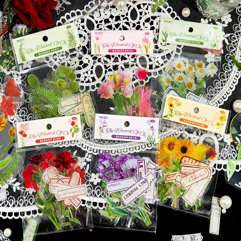 Yoofun 6pcs/lot Impermeabil animale de COMPANIE Flori Autocolant Card Cadou Ambarcațiunile de a Face Autocolante Jurnalizare Scrapbooking DIY Florale Etichete . ' - ' . 1
