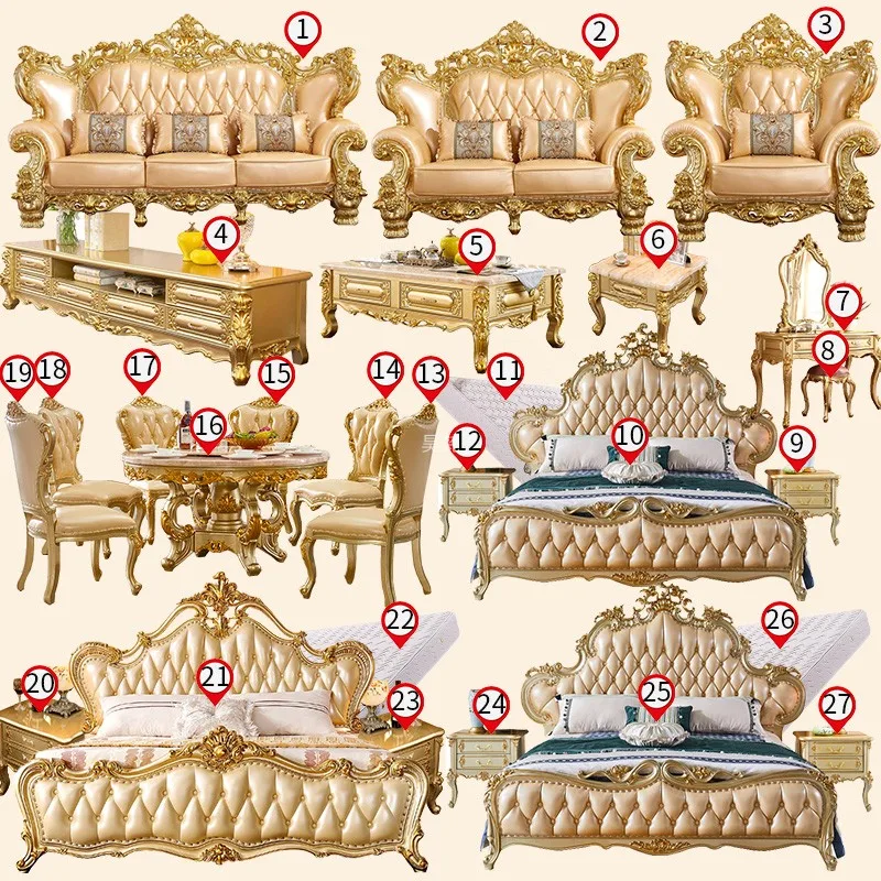 În stil European, canapea combinație stil American vila living mobilier complet din lemn masiv, pat . ' - ' . 1