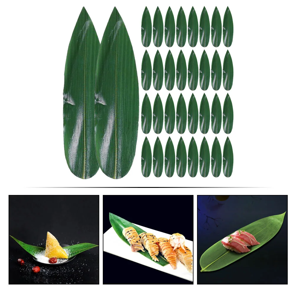 100 Buc Sushi Frunze De Bambus Fals Fel De Mancare Tort Accesorii Ornamente Sashimi Frunze Decor Mat Placa Împodobesc Japoneză Plăci . ' - ' . 2