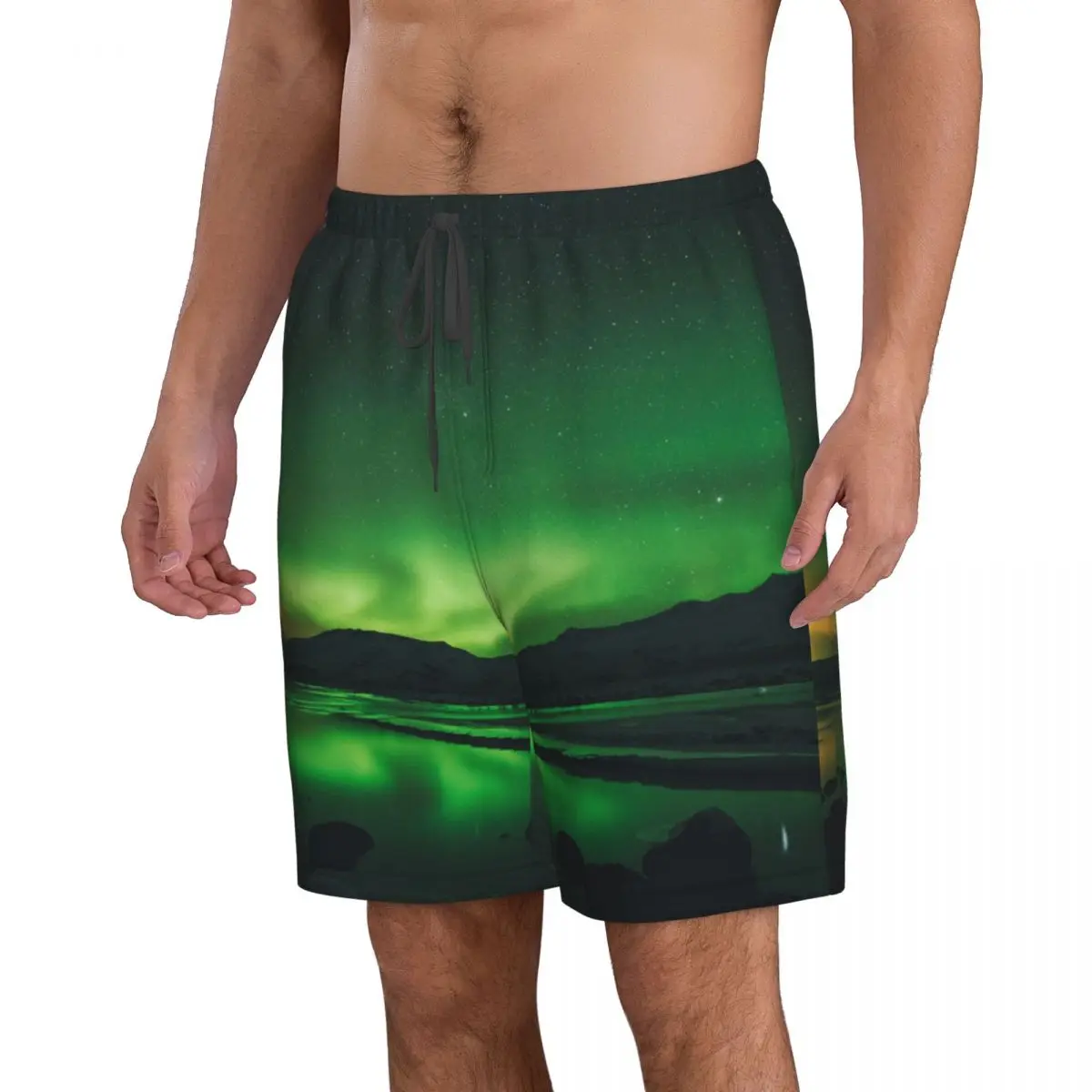 2022 Vară pentru Bărbați Costume de baie, pantaloni Scurți Aurora Borealis Timp de Noapte Beachwear Trunchiuri de Înot Bărbați costume de Baie . ' - ' . 2