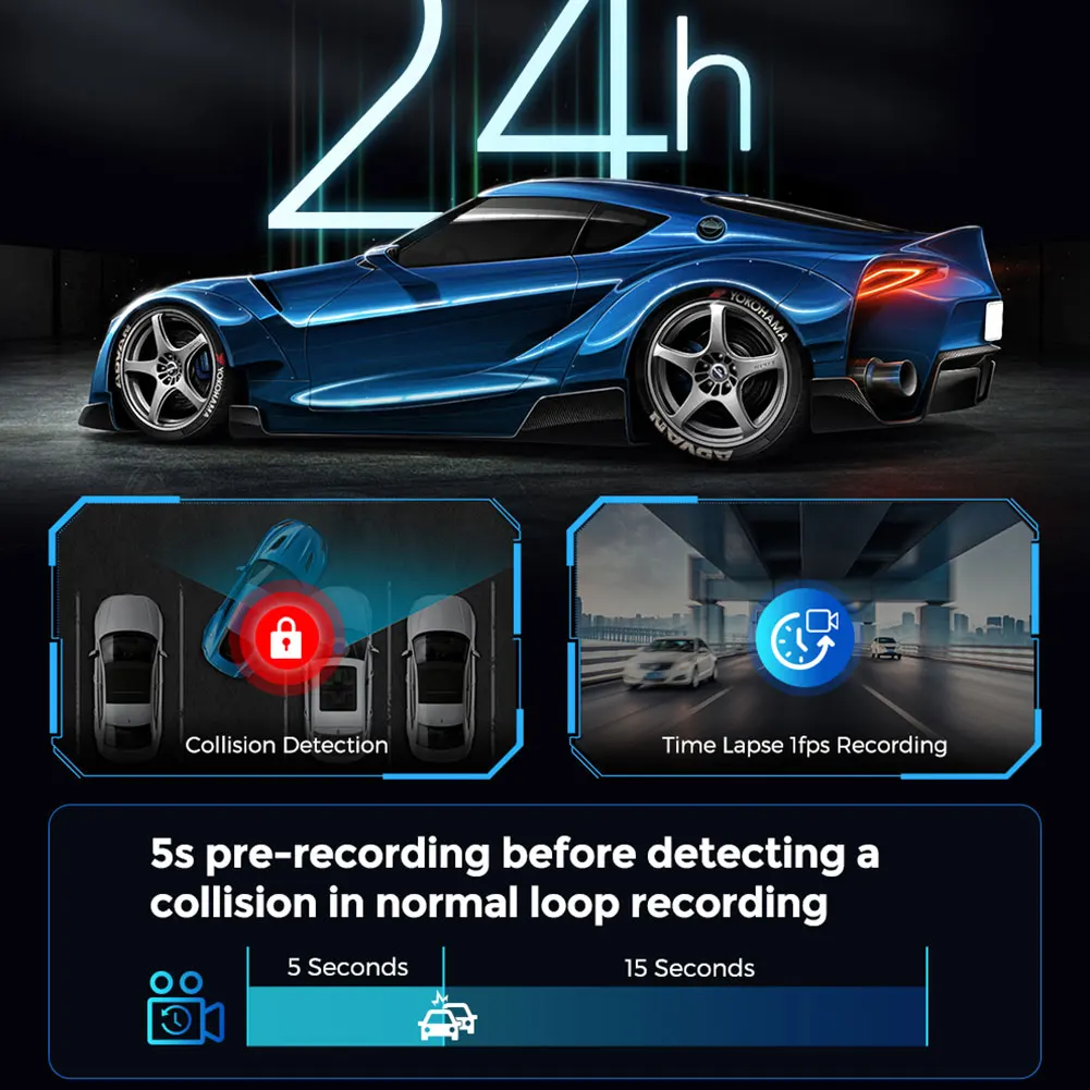 3-Obiectiv Dashcam DVR Auto 3-Canal de Bord Cam 4K+1080P cameră Video Auto cu IR Noapte Viziune 24H Parcare, Monitorizare Video Recorder Cutie Neagră . ' - ' . 2