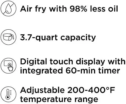 5-Quart Digital Friteuza Aer cu Sonda de Temperatura, 8 Personalizabil Gătit Presetări, Mare Ușor de a Vizualiza Fereastra, Da Mâncarea Ta o Extr . ' - ' . 2