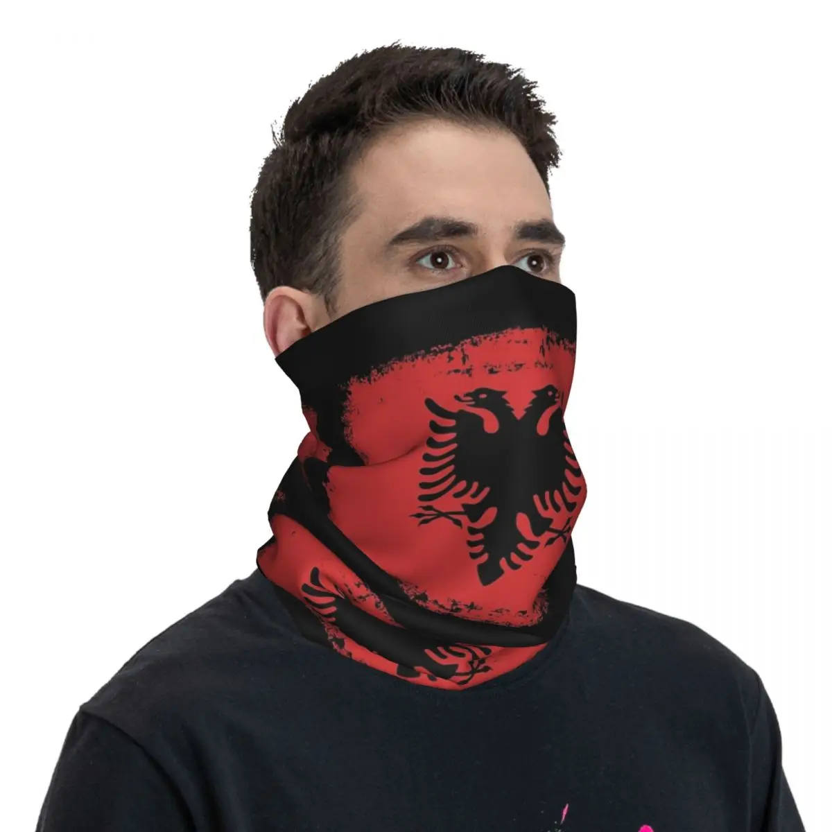 Albania Flag Bandană Gât Acoperi Imprimate Folie Masca Eșarfă Cald Pălării De Echitatie Unisex Pentru Adulti Windproof . ' - ' . 2