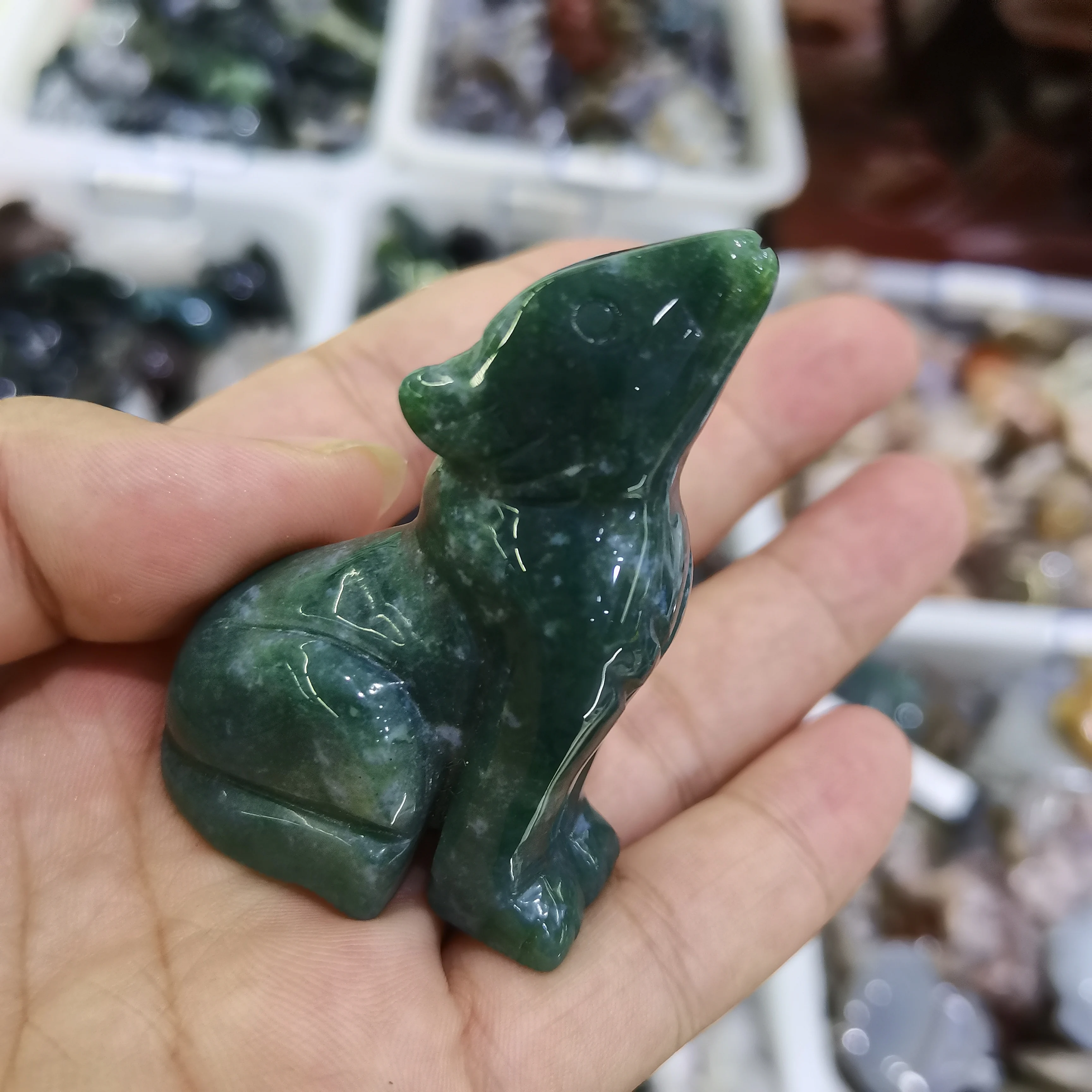 Apa iarbă Câine Statuie Minerale Vindecare Piatra Figurina Animal de Sculptură în Cristal Ornament de Energie Carft Acasă Decorare Cadouri . ' - ' . 2