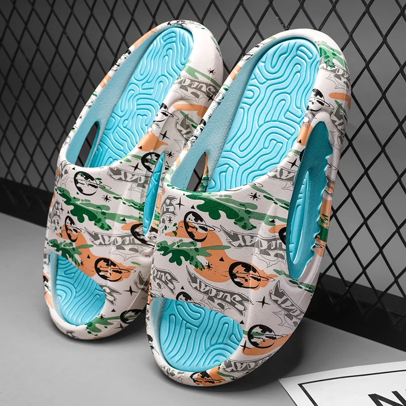 Brand Original Nou Stil Papuci Sandale pentru Bărbați, Moda de Vara Fund Gros Anti-alunecare Slip-on Casual Camuflaj Pantofi de Plaja . ' - ' . 2