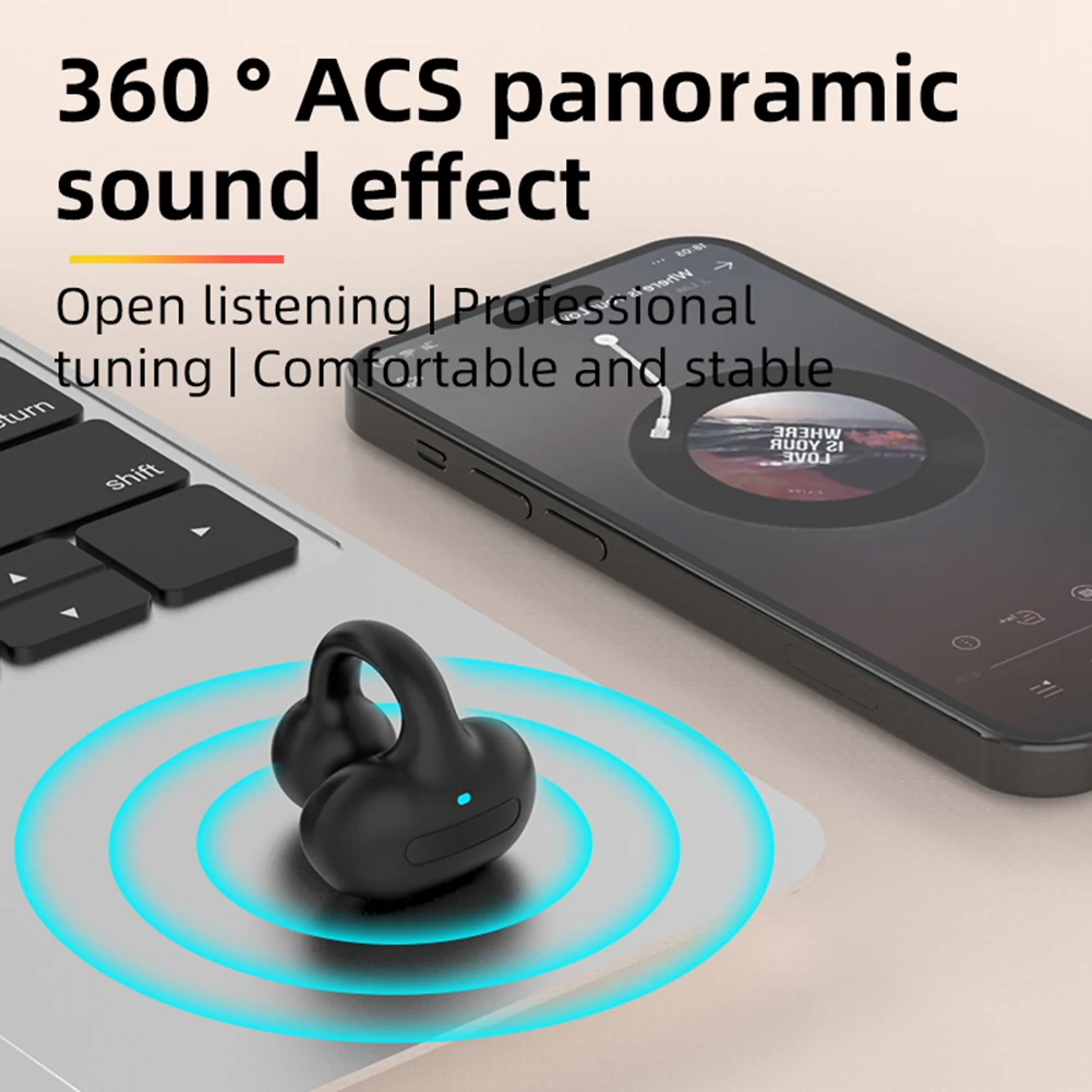 Clips ureche Căști HiFi Sound 10mm Dinamic Driver Wireless Bluetooth-compatibil Sport Pavilioane de Sunet Direcțional de Transmisie . ' - ' . 2