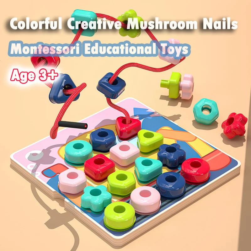 Copiii Montessori Culoare Pegboard Jucării 3D de Învățare Educație Handmade-Uri Filetare Joc de Activități de Educație Jucărie . ' - ' . 2