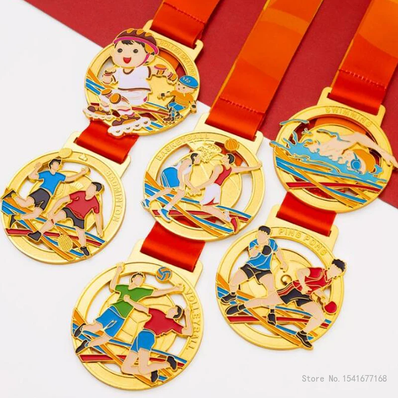 Creative Personalizare Sporturi Cu Mingea Role Dans, Pictura Taekwondo Înot Aur, Argint Și Medalii De Cupru În Jurul Valorii De Metal . ' - ' . 2