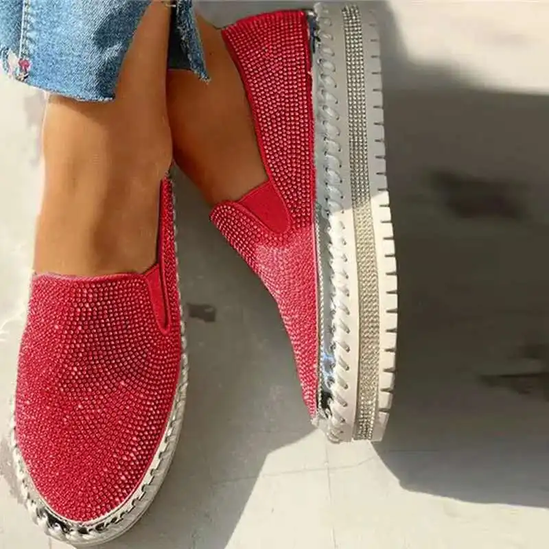 Cristal Adidasi Pantofi pentru Femei 2023 Apartamente Rhinestone Bling Cusut Platforma Mocasini Casual, Confortabil de sex Feminin . ' - ' . 2