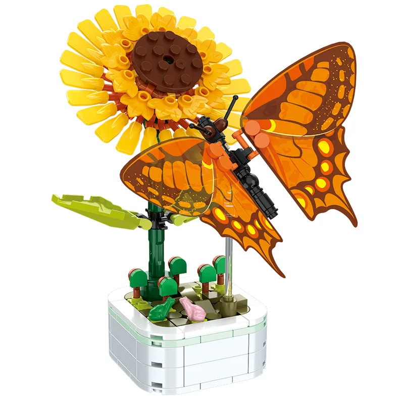 DIY Fluture Insecte Plante de Ghiveci Bloc Bonsai cu Flori Bloc Crescut Decor Mini Figura de Plastic de Jucarie Cadou pentru Copii Fete . ' - ' . 2