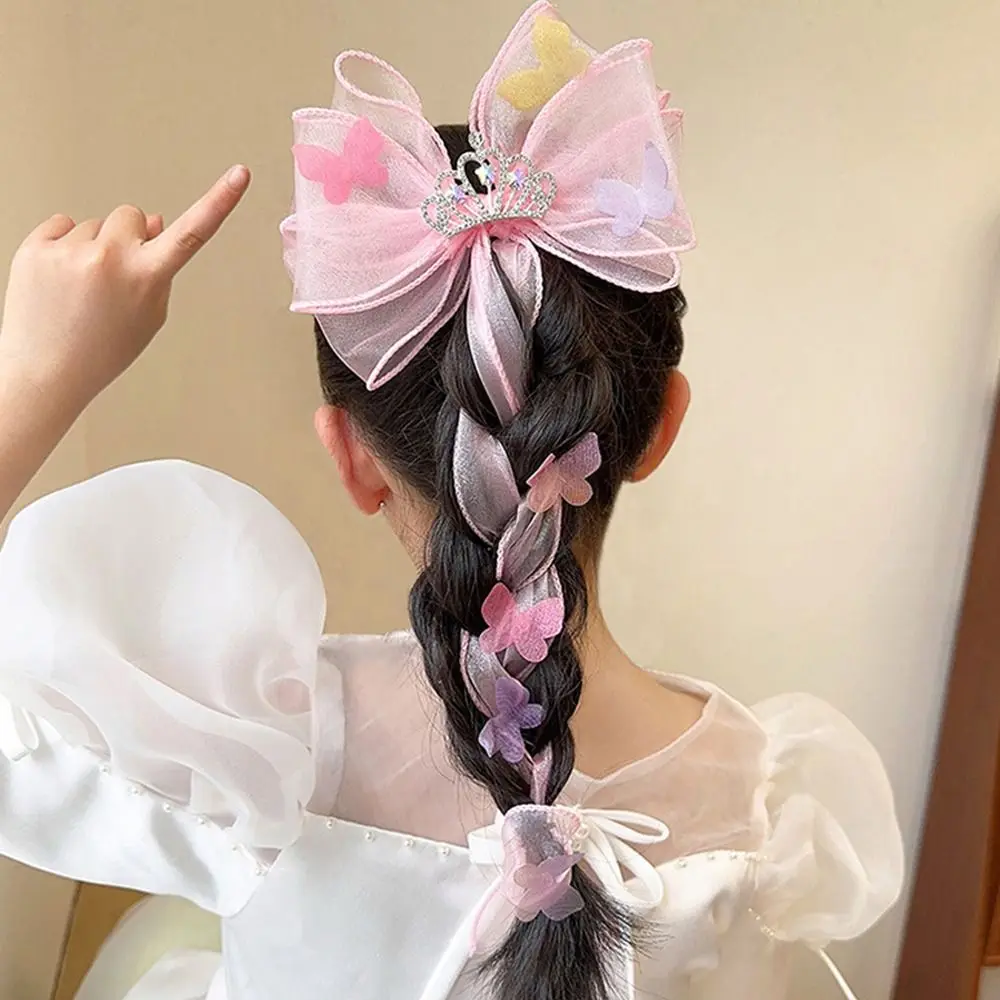 Delicat Coroana Fata Frizură Panglică Drăguț Fluture Copii Hairpin Accesorii De Par Papion Clip De Păr Voal De Par Clip . ' - ' . 2