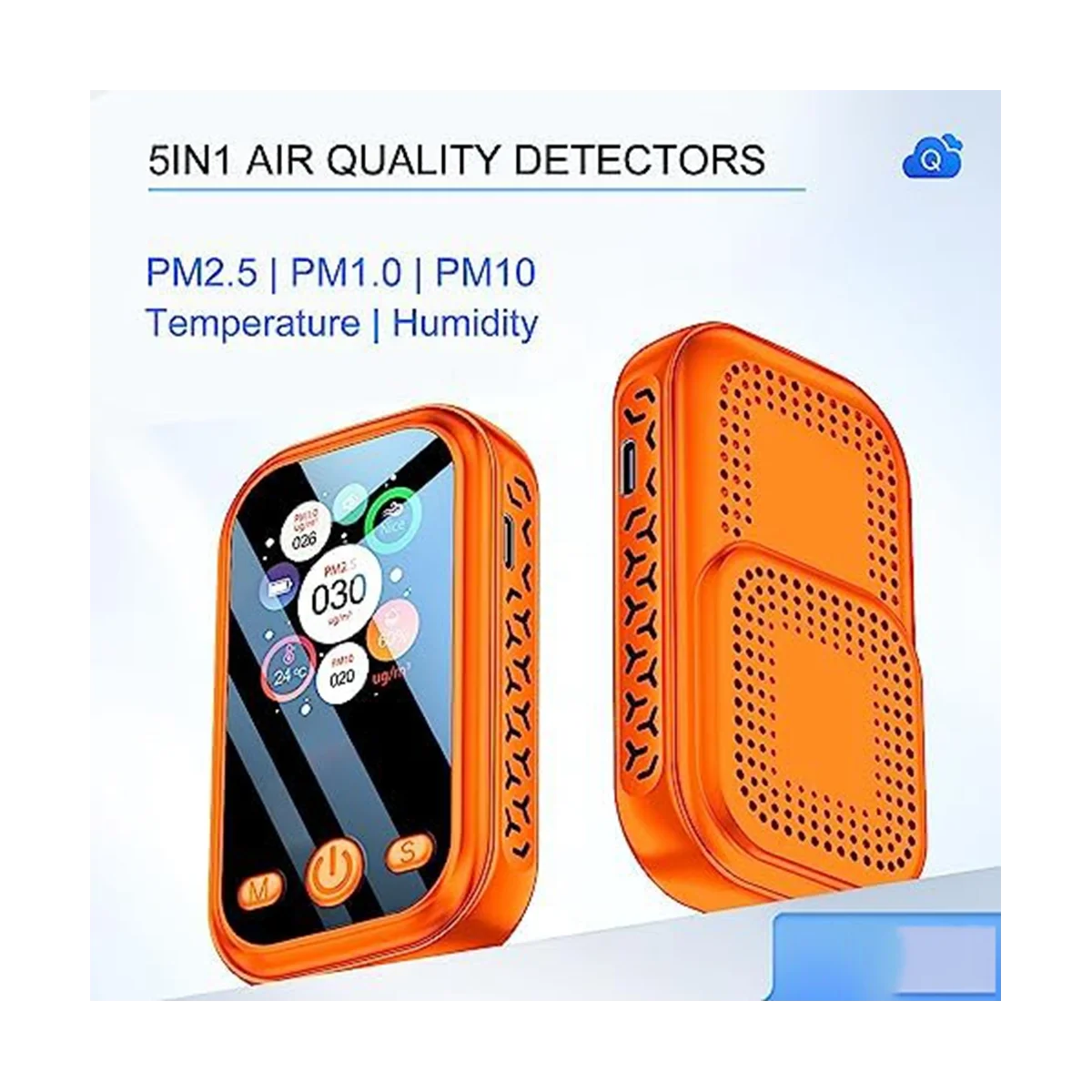 Detector de Calitate a aerului Interior 5-În-1 PM2.5 PM1.0 PM10 Umiditate Temperatura Built-in de 1000 MAh pentru Biroul de Acasă . ' - ' . 2