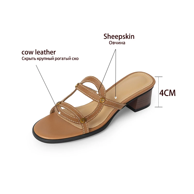 Flip-flops, full-piele vintage mid-sandale cu toc, noi pentru vara 2023 . ' - ' . 2