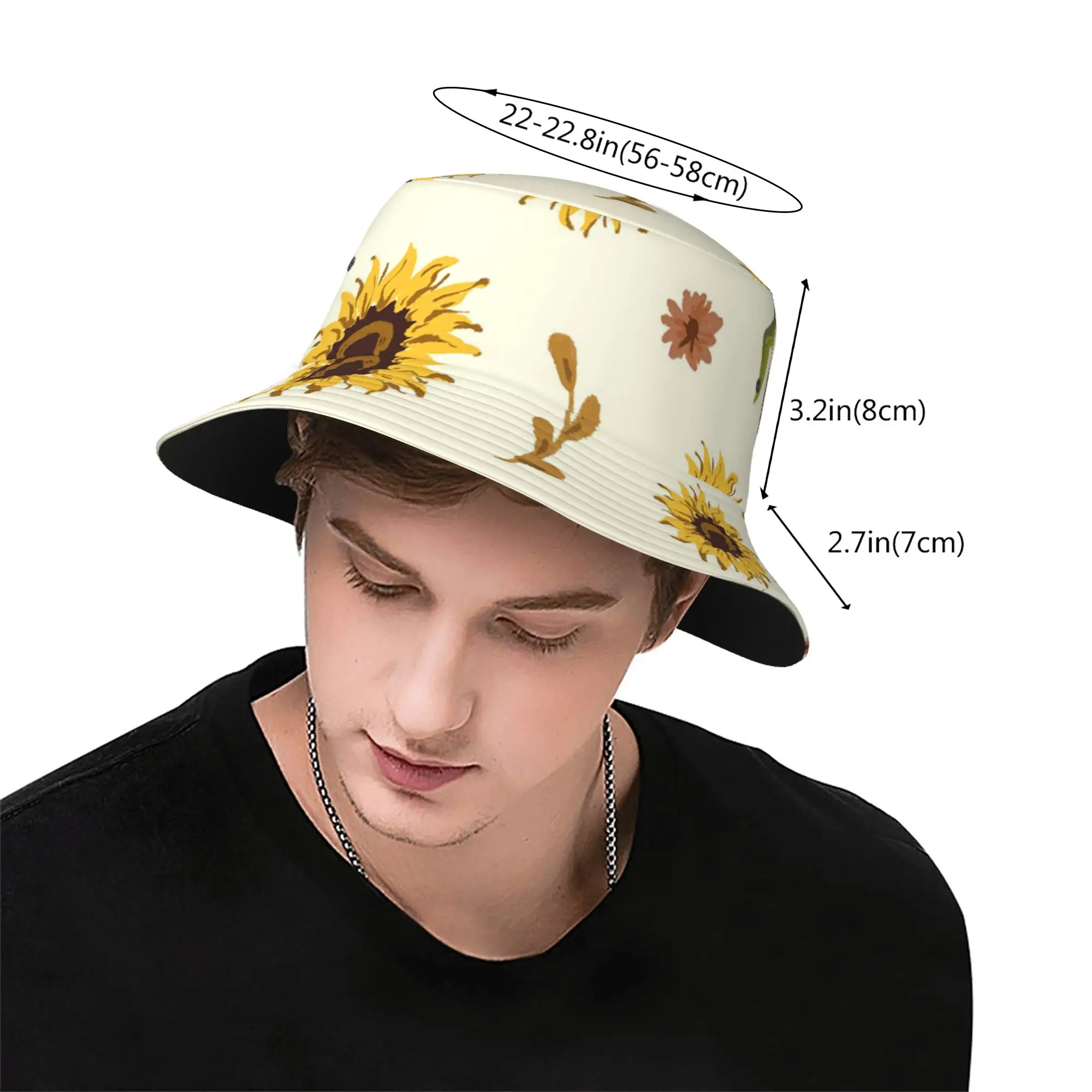 Floarea-soarelui Bucket Hat pentru Barbati Femei Pescar în aer liber, de Vară, Călătorie Drumeții Capace . ' - ' . 2