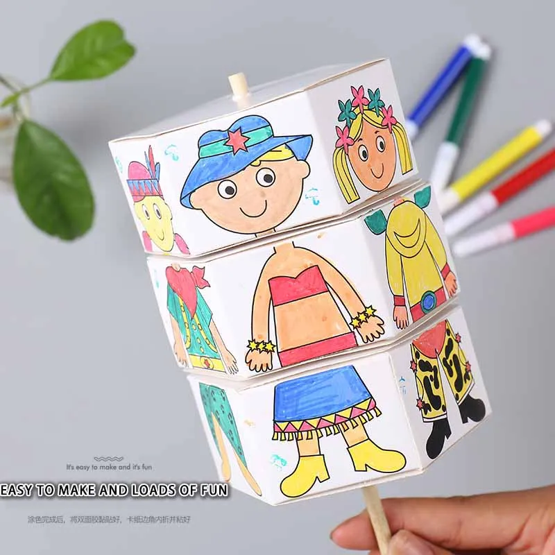 Jucării pentru copii de Simplu Manual de Rotație Pictura in Acuarela Hârtie DIY Dress Up Noutate Puzzle Părinte-copil, Jucarii Interactive . ' - ' . 2