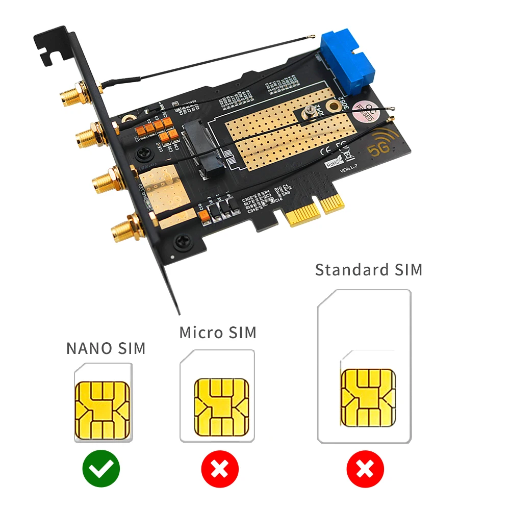 M. 2 Modul Wifi pentru a PCIE X1 / USB 3.0 Card de Expansiune De 4 Antene NANO SIM Slot de unitati solid state Tasta B pentru 30x42/52 3G 4G 5G M2 Modulul Wireless . ' - ' . 2