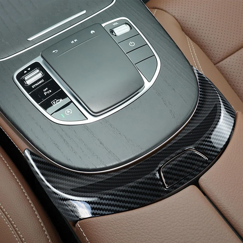 Masina Consola centrala Cotiera Cutie Trim Butoane de Comutare Panou Acoperire pentru Mercedes-Benz E-Class W213 2017-2021 Fibra de Carbon . ' - ' . 2