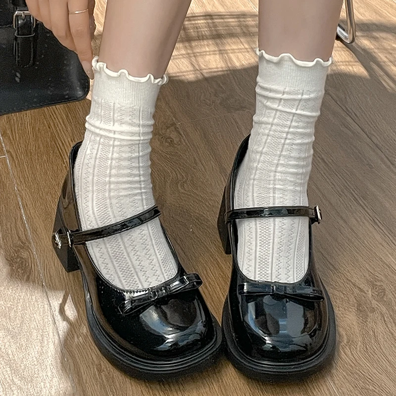 Noi Cute De Piele Mary Jane Pantofi Femei Toamna Cataramă Curele Tocuri Inalte Pompe Femeie Stil Japonez Uniformă De Școală Pantofi . ' - ' . 2