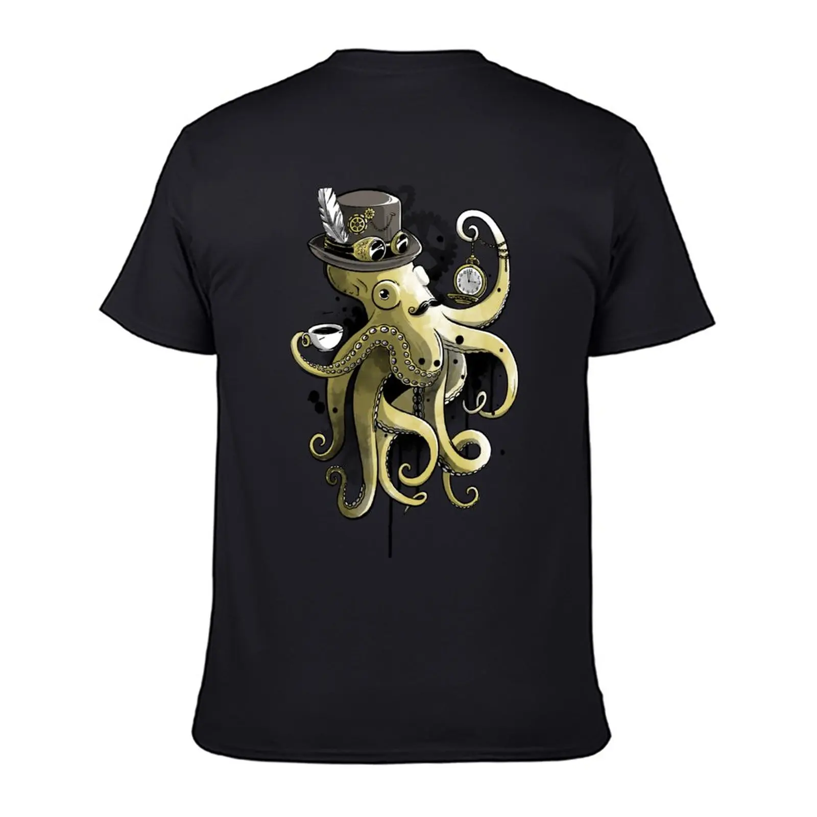 Noi Steampunk caracatiță aur acuarelă T-Shirt topuri de vara baieti animal print shirt t-shirt pentru bărbați . ' - ' . 2