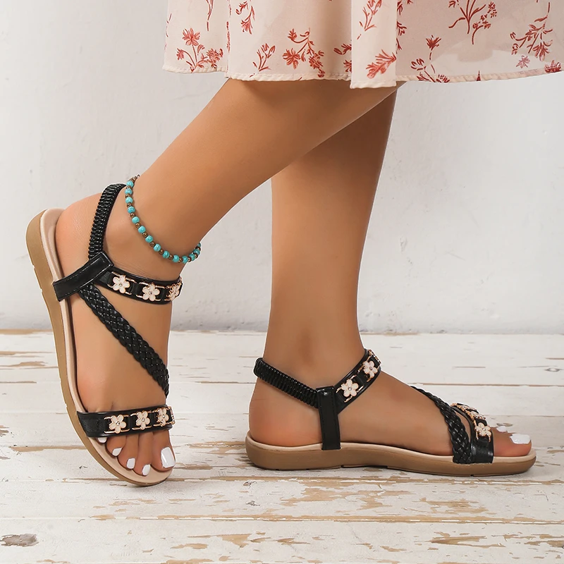 Noi Vara Balerini Peep Toe Pantofi pentru Femei Glezna Curea Sandale pentru Femei, de Vara Elastic Imprimat Sandale Stil de Pantofi pentru Femei . ' - ' . 2