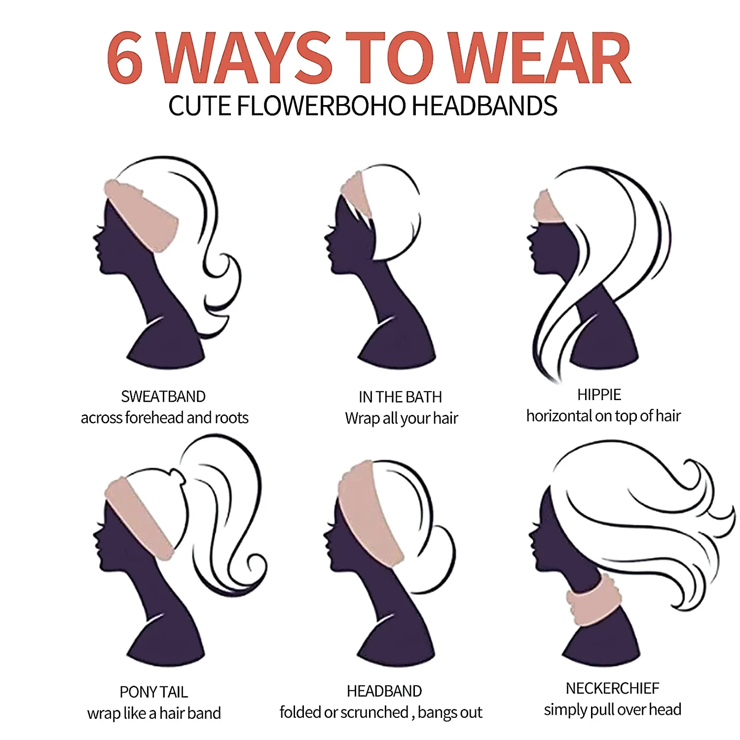Noua Epocă Boho Culoare Solidă Benzi Late pentru Femei Fete Nod Elastic Turban Headwrap Bumbac Moale Bandană HairAccessories . ' - ' . 2
