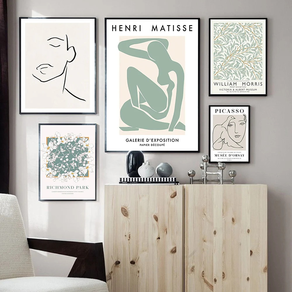 Picasso, Matisse Pictură în Ulei William Morris Postere si Printuri Abstracte Linii de Plante Arta de Perete Tablou Living Home Decor . ' - ' . 2
