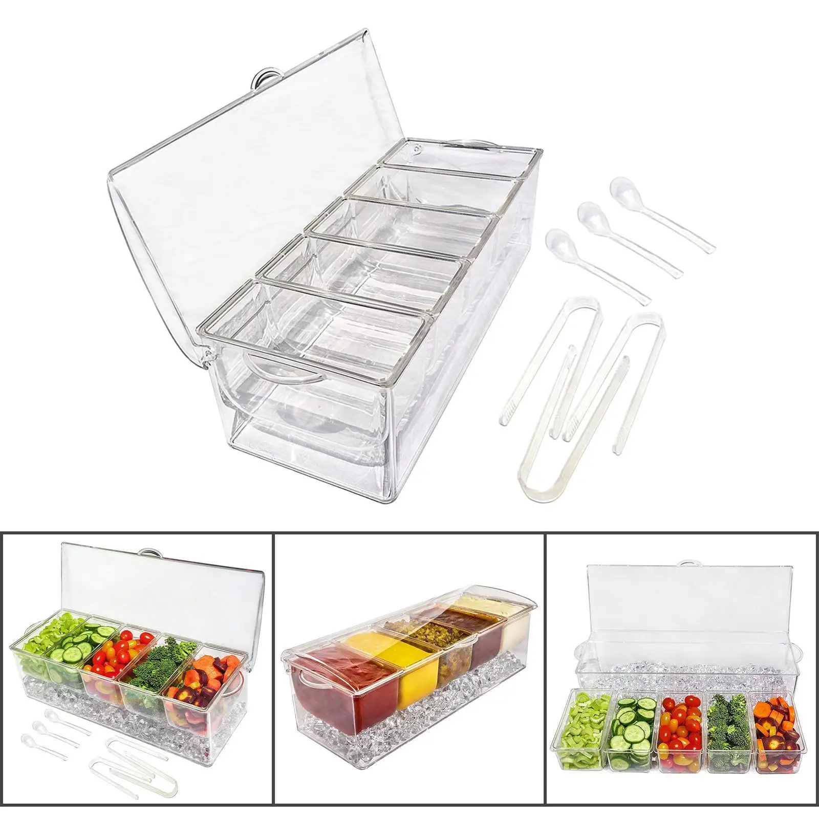 Refrigerate Condiment Server Transparent de Servire Boluri pentru Salata de Fructe în aer liber . ' - ' . 2