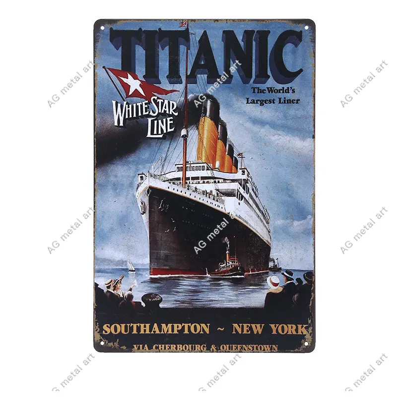 Retro Cel mai Mare din Lume White Star Liner Titanic Metal Poster Retro Semne de Epocă, Decor Acasă pentru Cafe Bar pe Plajă Perete Placi . ' - ' . 2