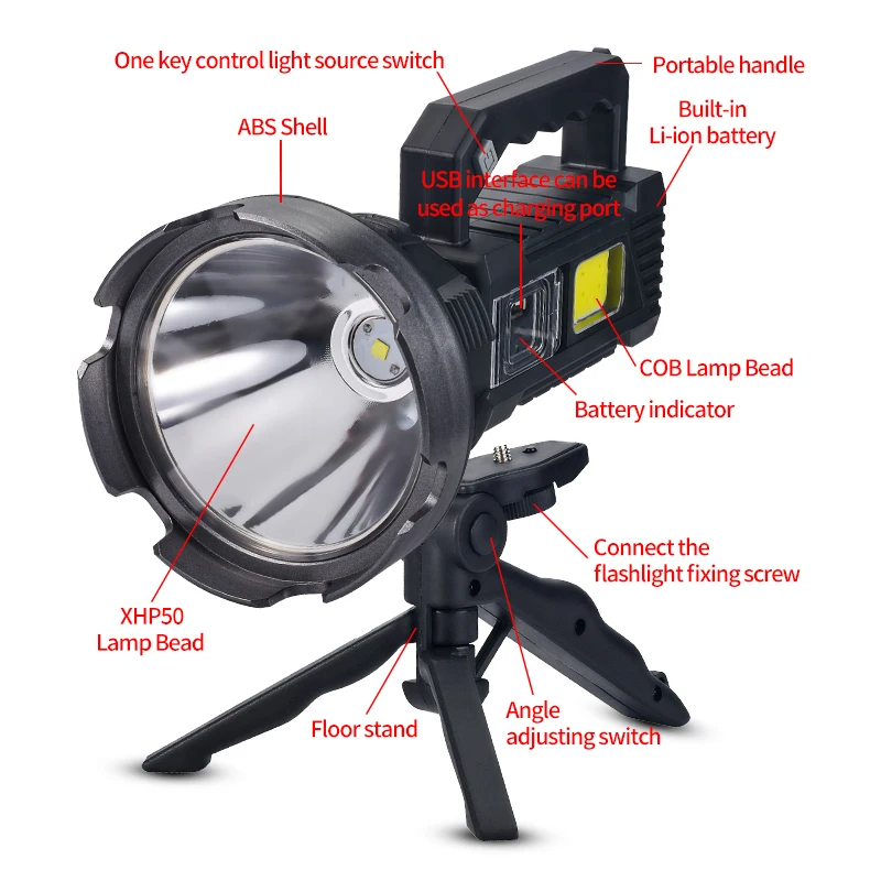 Super Bright LED-uri Lanterna Portabil sSearchlight P50 Lampa de Șirag de mărgele Cu Montare pe Suport Potrivit pentru Expediții de Pescuit . ' - ' . 2