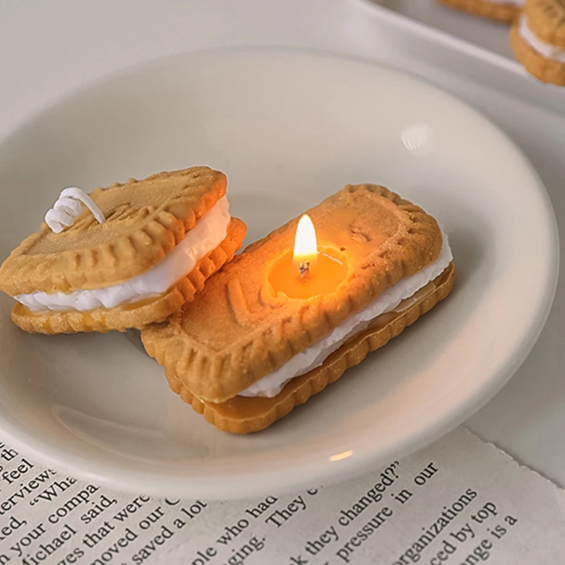 1 buc Creative Drăguț Caramel Biscuit Lumânare Simulare Cookie Aromoterapie în Formă de Sandwich Parfumate Cafea cu Lapte Partid Decor Necomestibile . ' - ' . 3