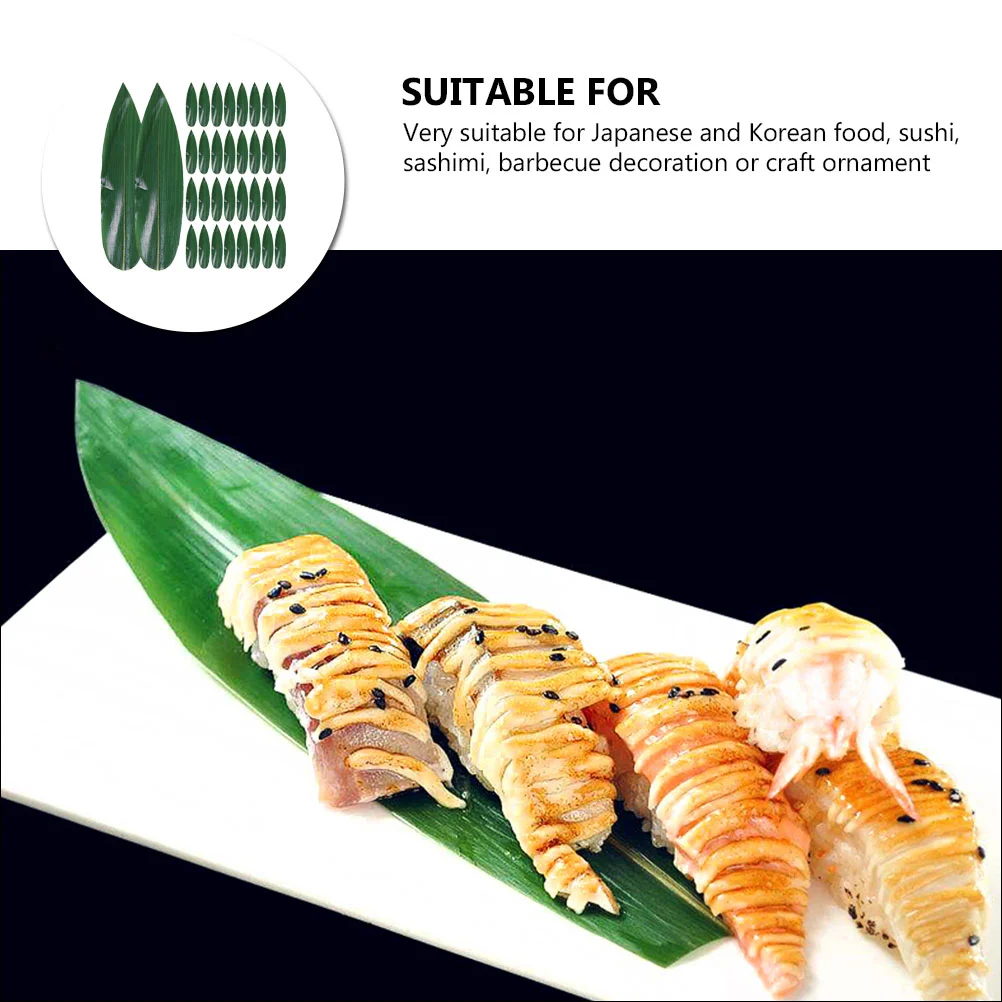 100 Buc Sushi Frunze De Bambus Fals Fel De Mancare Tort Accesorii Ornamente Sashimi Frunze Decor Mat Placa Împodobesc Japoneză Plăci . ' - ' . 3