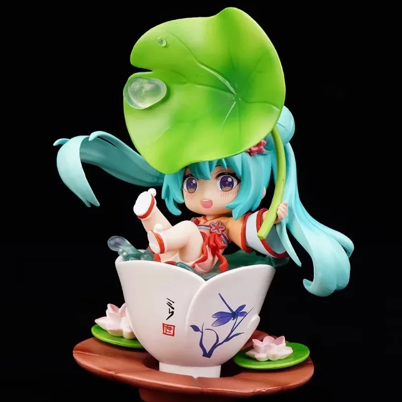 10cm Versiune Q Hatsune Miku în Iaz de Lotus - Ceașcă de Ceai și Frunze de Lotus Umbrela in Miniatura Set Fermecător Miku Scena de Afișare Anime Jucarii . ' - ' . 3