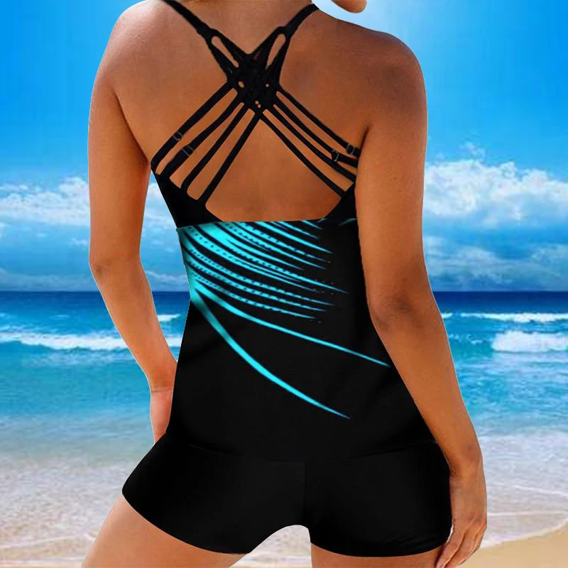2021 Femei Backless Tankini Set de Vară pe Plajă Tipărite Două Piese de Costume de baie Femei Costum de baie Costum de Baie Monokini Plus Dimensiune 8XL . ' - ' . 3