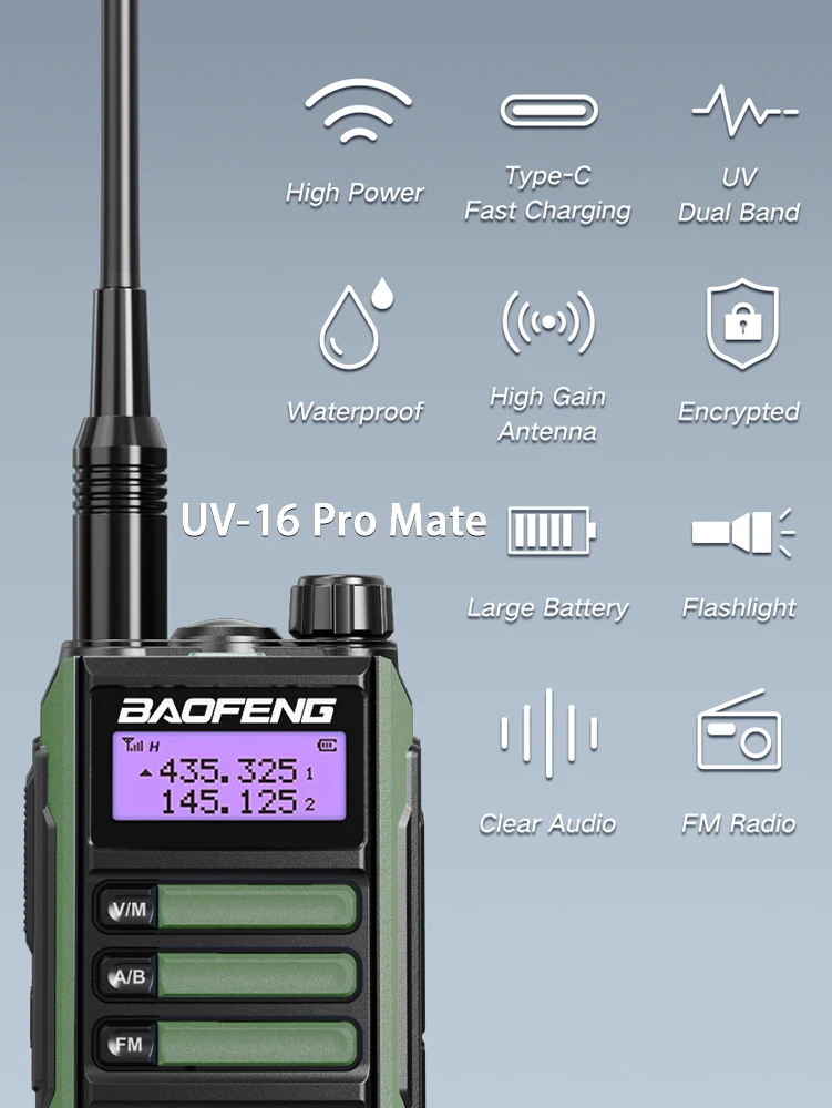 2023 Baofeng UV-16 PRO V2 Profesionale 10W Modernizate De UV-5R UV-10R Walkie Talkie IP68 rezistent la apa cu Rază Lungă Dual Band Radio . ' - ' . 3