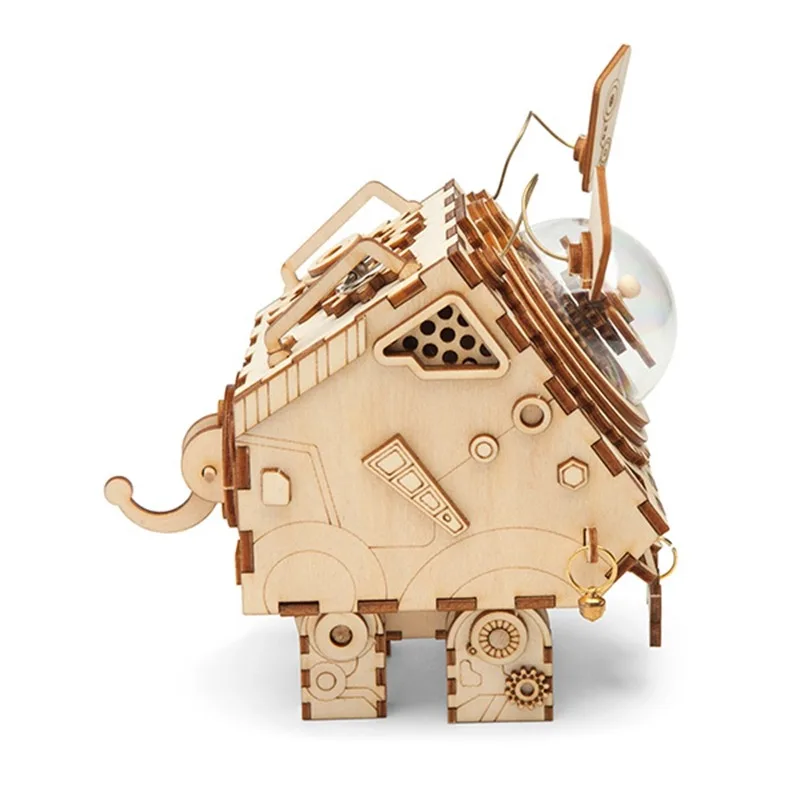 3D din Lemn Robot Steampunk Music Box Modelul Asamblat Kit de Construcție, Jucării pentru Copii, Cadou de Ziua de nastere . ' - ' . 3
